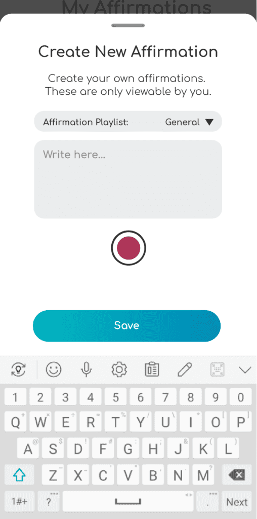 Selfpause app - Write